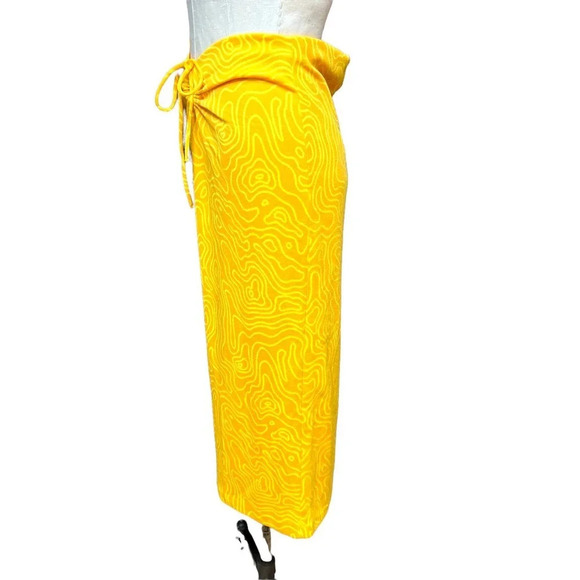 Zara Orange Abstract Printed Cutout Tie Waist Midi Skirt Size Medium - Picture 5 of 12